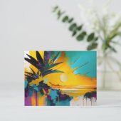 Golden Horizon – Abstract Tropical Sunset ポストカード (スタンド正面)