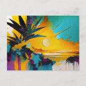 Golden Horizon – Abstract Tropical Sunset ポストカード (正面)