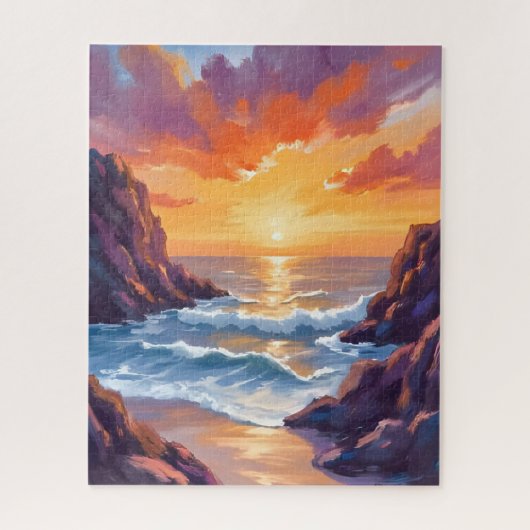 Golden Horizon | Ocean Sunset Watercolor ジグソーパズル (縦)