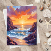Golden Horizon | Ocean Sunset Watercolor Card