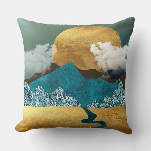 Golden Horizon with Blue Mountains クッション (正面)