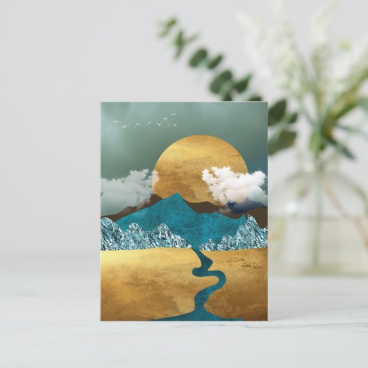 Golden Horizon with Blue Mountains ポストカード (スタンド正面)