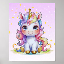 Golden Horn Unicorn Poster ポスター