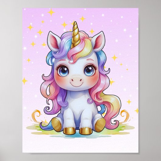 Golden Horn Unicorn Poster ポスター (正面)