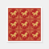 Golden Horse Greek Ornament Frame Red スタンダードカクテルナプキン (正面)