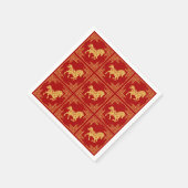 Golden Horse Greek Ornament Frame Red スタンダードカクテルナプキン (角)