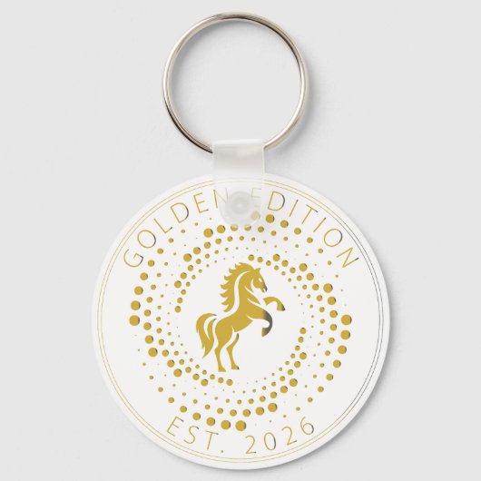 Golden Horse Logo Custom Text Classic Icon  キーホルダー (正面)