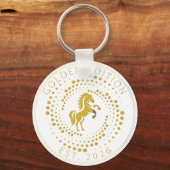 Golden Horse Logo Custom Text Classic Icon  キーホルダー (正面)