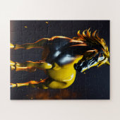 Golden Horse Logo Puzzle | Luxury Powerful Horse J ジグソーパズル (横)