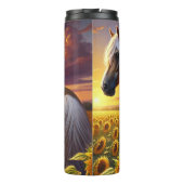 Golden Horse Sunflower Sunset Field タンブラー (裏面)