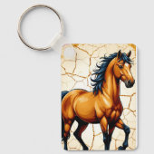 Golden Horse With Flowing Black Mane キーホルダー (正面)