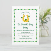 Golden Horseshoe Clover Pattern St Patrick's Day 招待状 (スタンド正面)