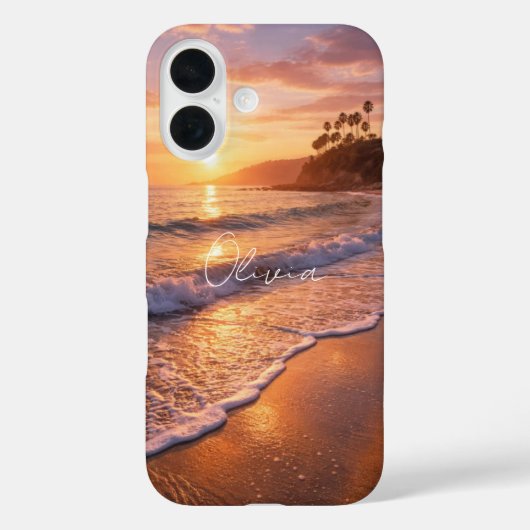 Golden Hour Beach Waves Photo Monogram iPhone Case Case-Mate iPhoneケース (裏面)