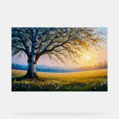 Golden Hour Birch Tree Meadow アクリルサイン (正面)