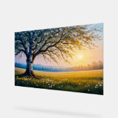 Golden Hour Birch Tree Meadow アクリルサイン (傾斜)