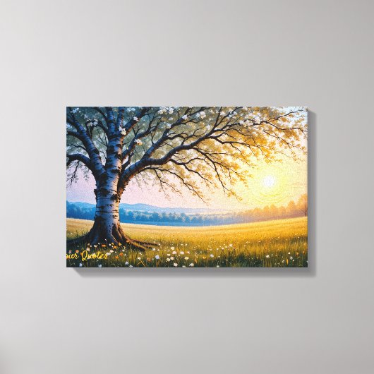 Golden Hour Birch Tree Meadow キャンバスプリント (正面)
