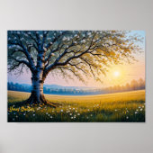 Golden Hour Birch Tree Meadow ポスター (正面)