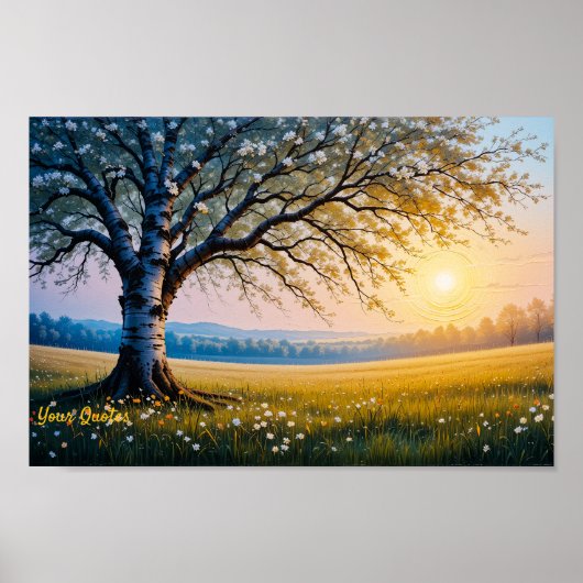 Golden Hour Birch Tree Meadow ポスター (正面)