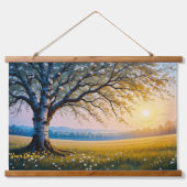 Golden Hour Birch Tree Meadow 吊り下げ型タペストリー (正面)