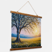 Golden Hour Birch Tree Meadow 吊り下げ型タペストリー (傾斜あり)