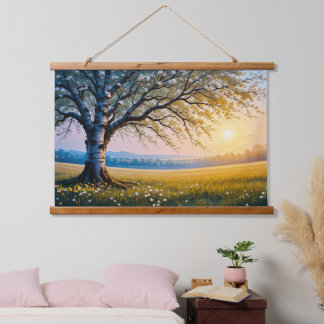 Golden Hour Birch Tree Meadow 吊り下げ型タペストリー