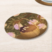 Golden Hour Blackberry Basket ラウンドペーパーコースター (アングル)