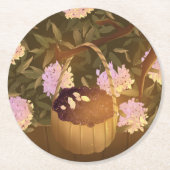 Golden Hour Blackberry Basket ラウンドペーパーコースター (正面)