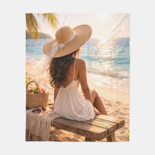 Golden Hour Bliss フリースブランケット (正面)