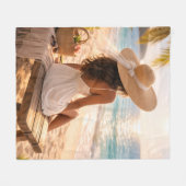 Golden Hour Bliss フリースブランケット (正面(横))