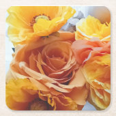 Golden Hour Bloom Coaster スクエアペーパーコースター (正面)