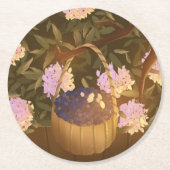 Golden Hour Blueberry Basket ラウンドペーパーコースター (正面)