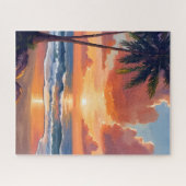 Golden Hour Cove | Tropical Ocean Watercolor ジグソーパズル (横)