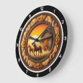 Golden Hour Equine Heritage ラージ壁時計 (傾斜)