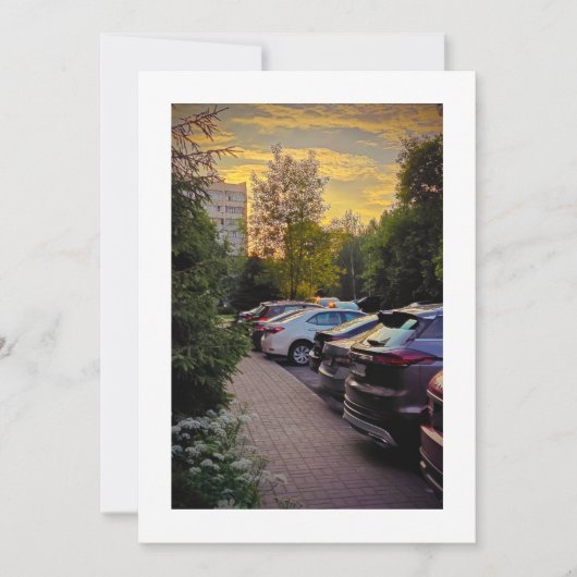 Golden Hour Flat Announcement Card – Customizable 案内状 (正面)