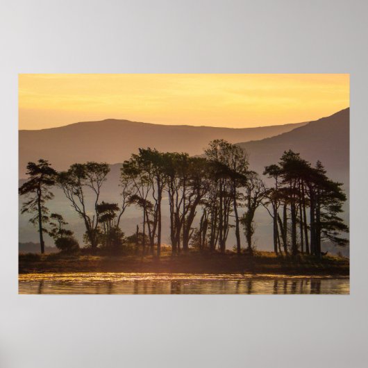 Golden Hour Lake Sunset Wall Art Landscape Print ポスター (正面)
