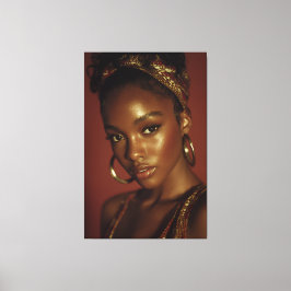 Golden Hour Melanin Beauty Headwrap Portrait キャンバスプリント