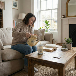 Golden Hour Mist & Boat Scenery, 15 oz ツートーンマグカップ