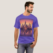 Golden Hour Modern City Skyline – Minimalist Urban Tシャツ (正面フル)