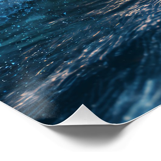 Golden Hour Ocean Waves Crashing on Rocks Sunset ポスター (コーナー)