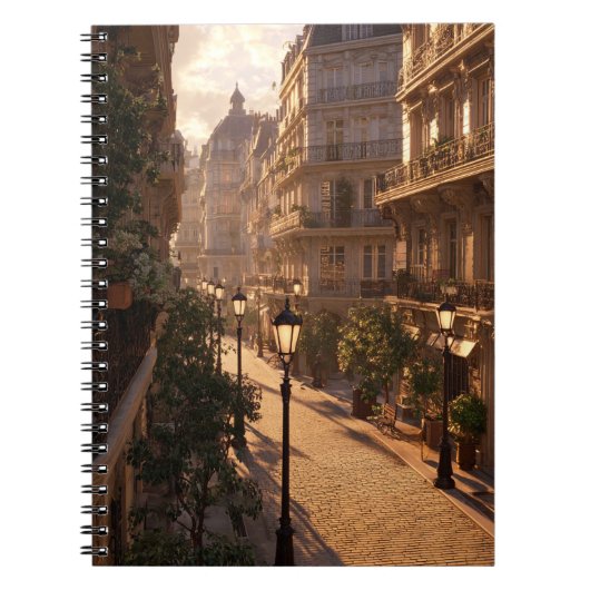 Golden Hour Paris Quiet Street Notebook ノートブック (正面)