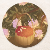 Golden Hour Raspberry Basket ラウンドペーパーコースター (正面)