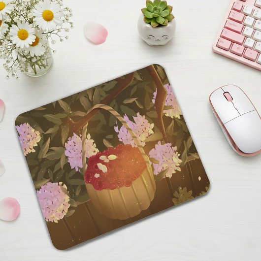 Golden Hour Raspberry Basket Mouse Pad マウスパッド