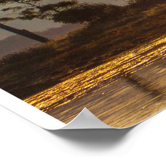 Golden Hour Reflections with Silhouetted Trees ポスター (角)