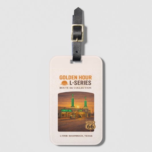 Golden Hour Route 66 L-Series | Shamrock Texas ラゲッジタグ (正面縦)