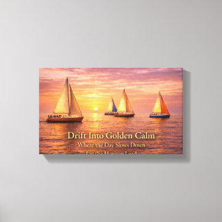 Golden Hour Sailboats Canvas Wall Art | Coastal Su キャンバスプリント