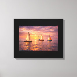 Golden Hour Sailboats Canvas Wall Art | Coastal Su キャンバスプリント