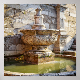 Golden Hour Serenity - Roman Ruin Fountain ポスター