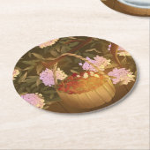 Golden Hour Strawberry Basket ラウンドペーパーコースター (アングル)