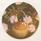 Golden Hour Strawberry Basket ラウンドペーパーコースター (正面)