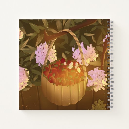 Golden Hour Strawberry Basket Square Notebook ノートブック (裏面)